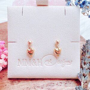 New Cute Puffy Heart Charm Stud Earrings | Handmade in BC